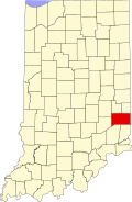 Map of Indiana highlighting Franklin County